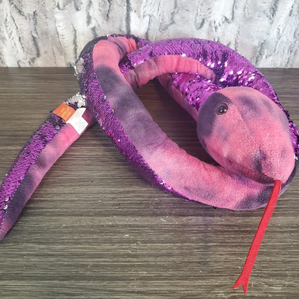 Adventure Planet Sequinimals Plush SNAKE Reversible Sequin Purple Pink 26